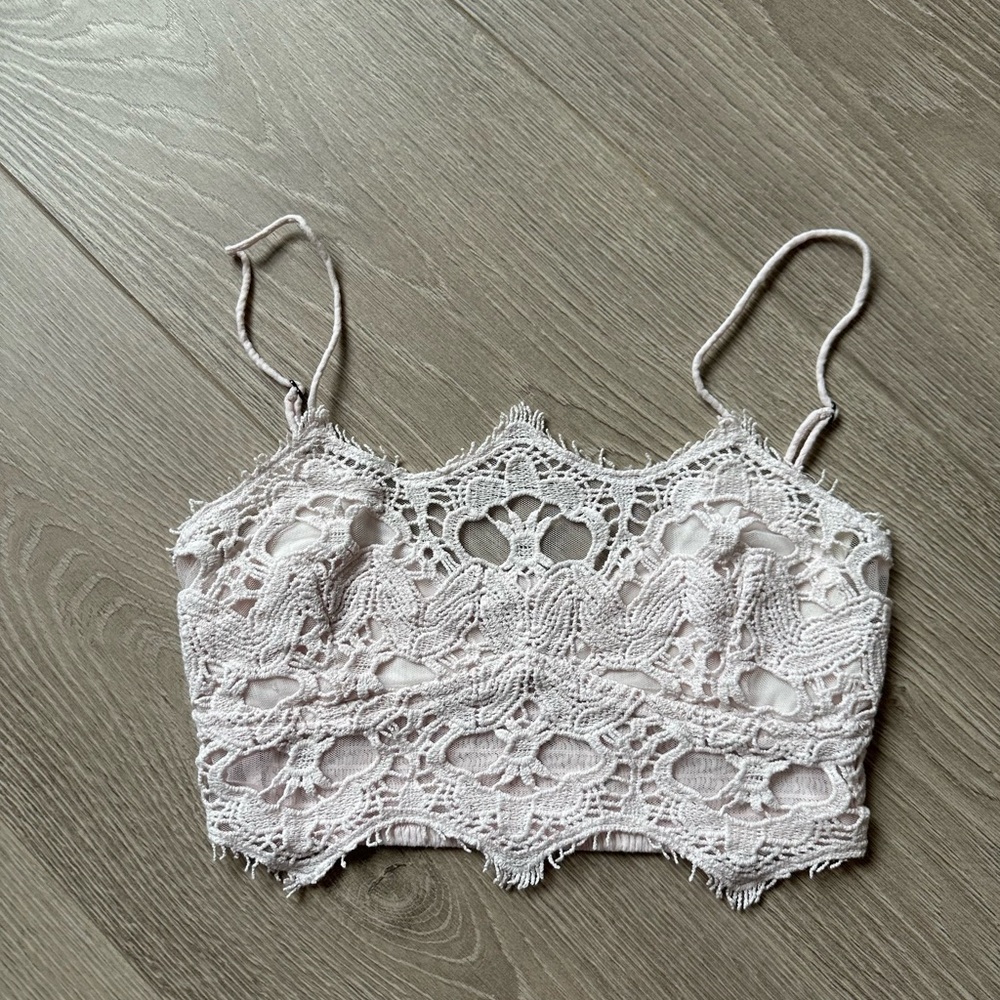 Free People Lace Crop Top in Light Pink